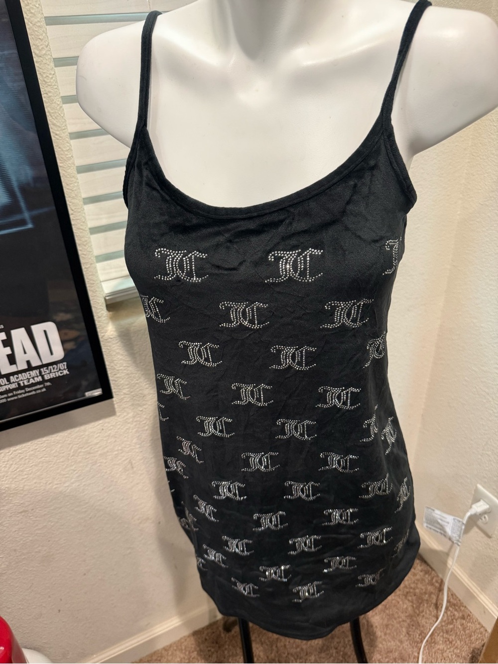 Juicy Couture Black Bling Velour Nightgown Dress